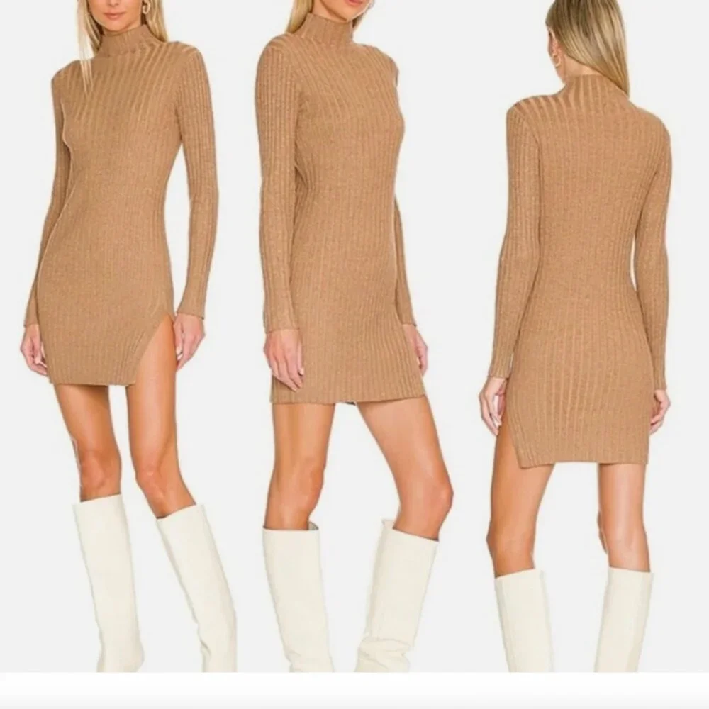 SNDYS. Ribbed Sweater Dress Size Small S Brown / Tan Revolve - Picture 1 of 7
